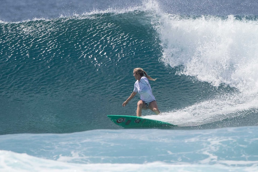 Bethany Hamilton surfing in the Maldives