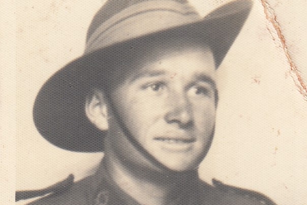 B&W photo of a soldier.