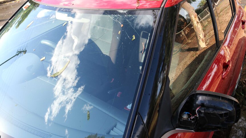 Car damaged by hail