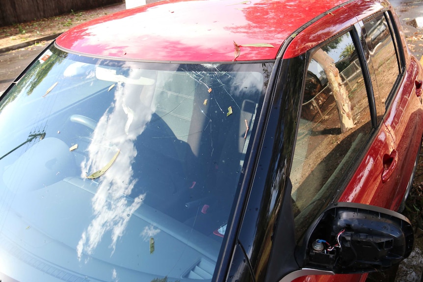 Car damaged by hail