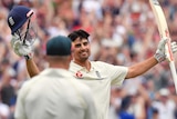 Alastair Cook celebrates with Jackson Bird in background