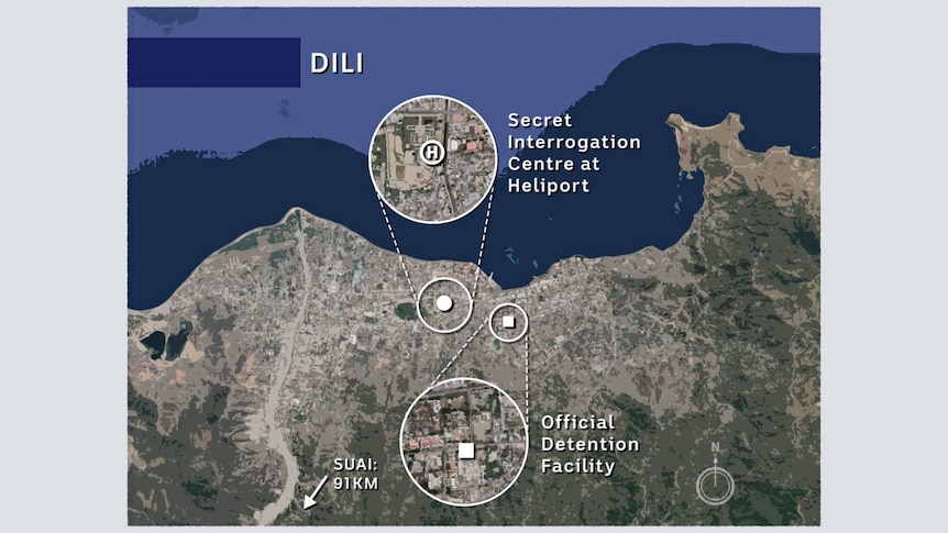 A map showing the distances between the interrogation centres.