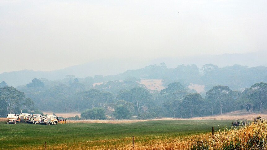 Bushfire smoke covers the hills near Willunga.