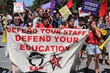 Students and teachers protest at Sydney University