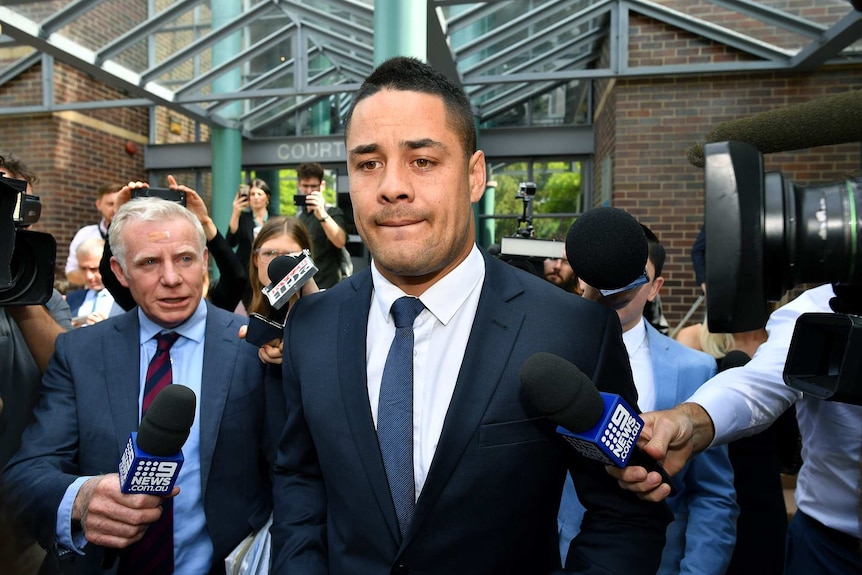 Jarryd Hayne leaves Burwood Local Court