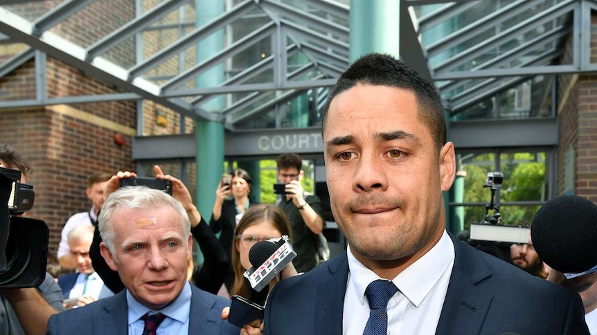 Jarryd Hayne leaves Burwood Local Court