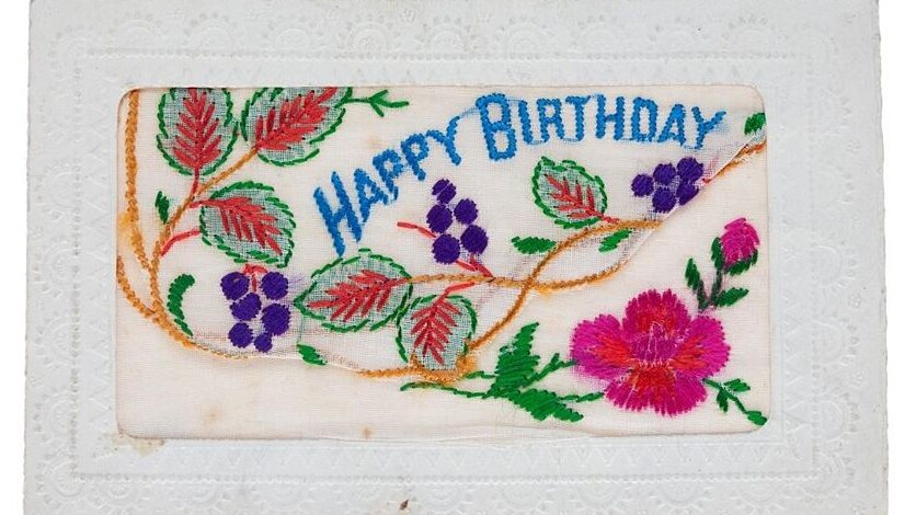 Embroidered WWI birthday card