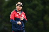 Roosters coach Trent Robinson looks on during a Sydney Roosters NRL training session at Moore Park on April 12, 2016.