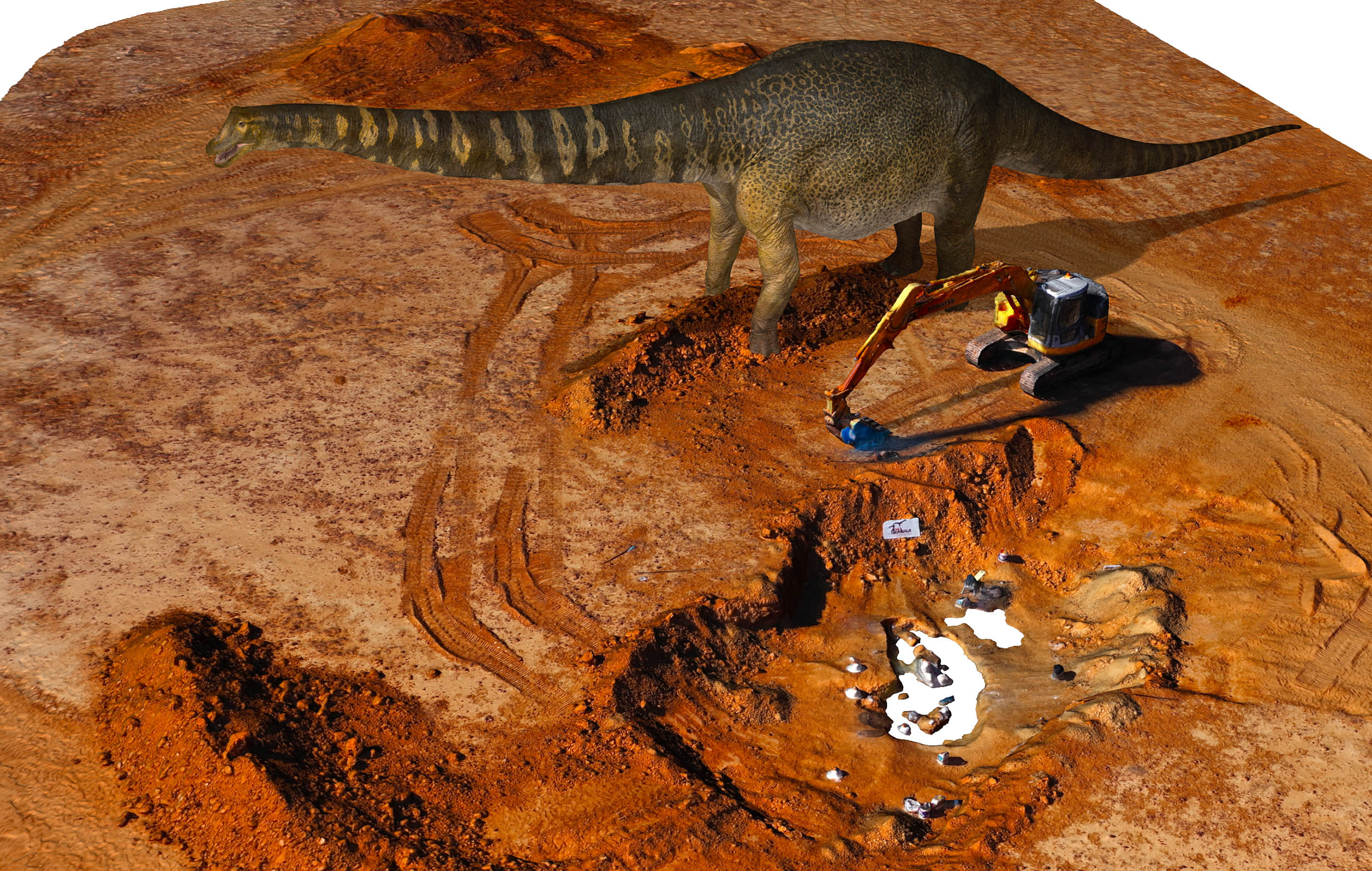 An animation of Cooper standing alongside the dig site