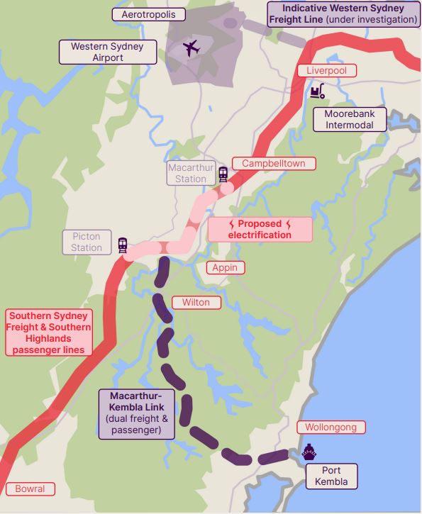 Report calls for rail line between Wollongong and Western Sydney to create 