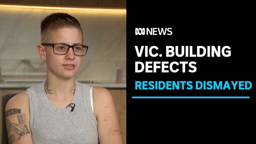 Vic. Building Defects, Residents Dismayed: A woman with short hair and glasses looks off camera with a neutral expression.