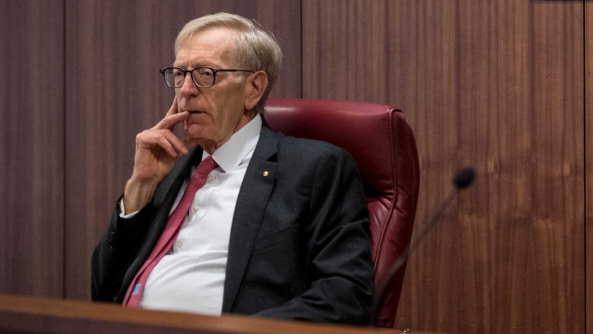 Kenneth Hayne looks on during the banking royal commission hearings.