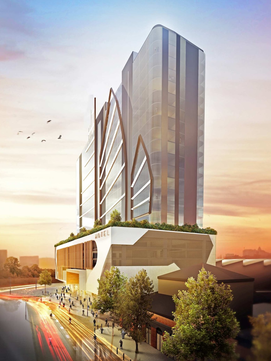 Artist's impression of proposed hotel development in Hobart.