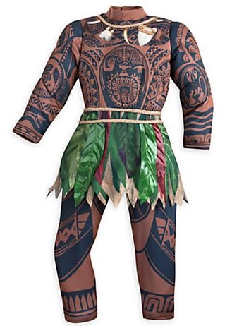 The full-body, zip-up costume depicting tattooed Pacific Islander demi-God Maui, linked to the upcoming animated feature Moana