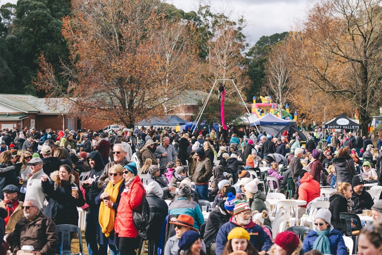 Crowd of people attending the Batlow Ciderfest