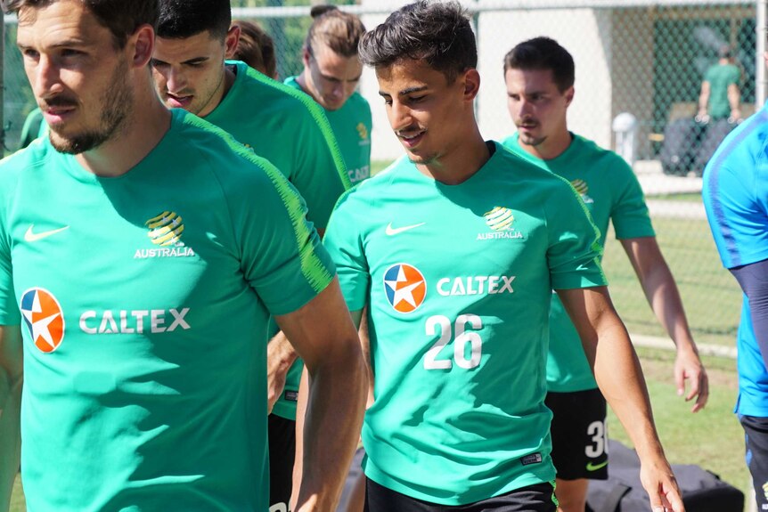 Daniel Arzani at Socceroos training.
