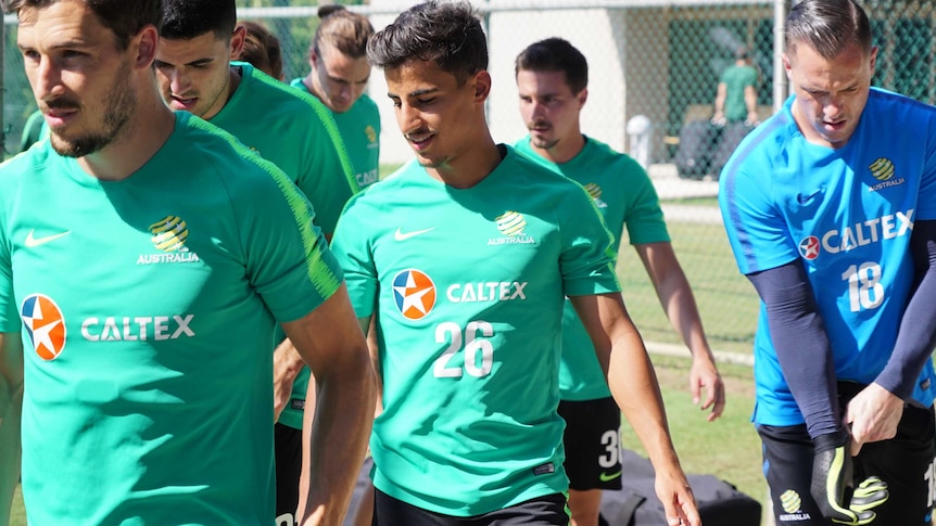 Daniel Arzani at Socceroos training.