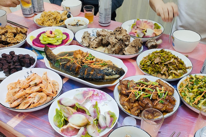 A table of Chinese cusines for Lunar New Year