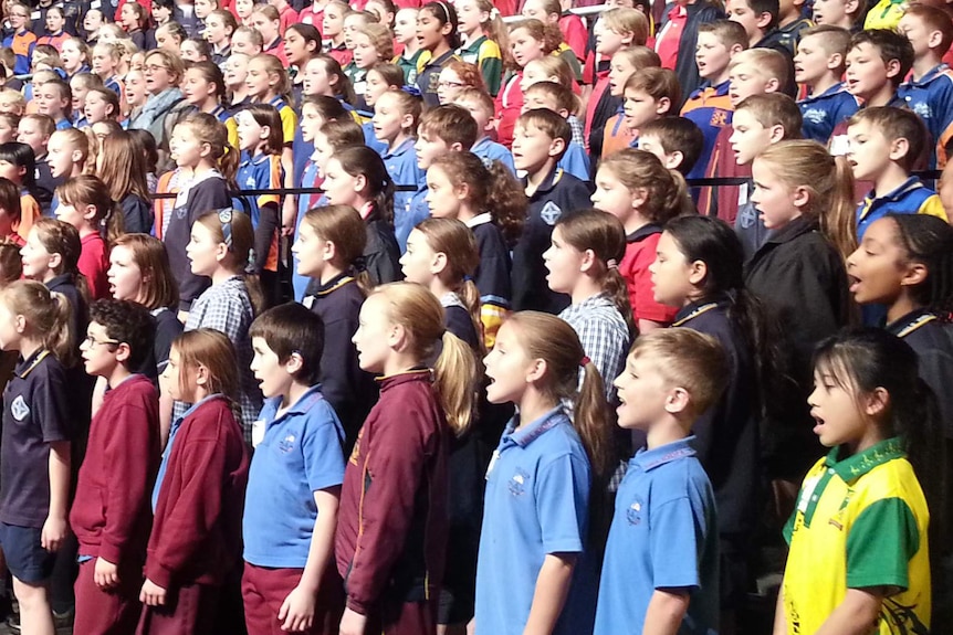 A student-choir sings
