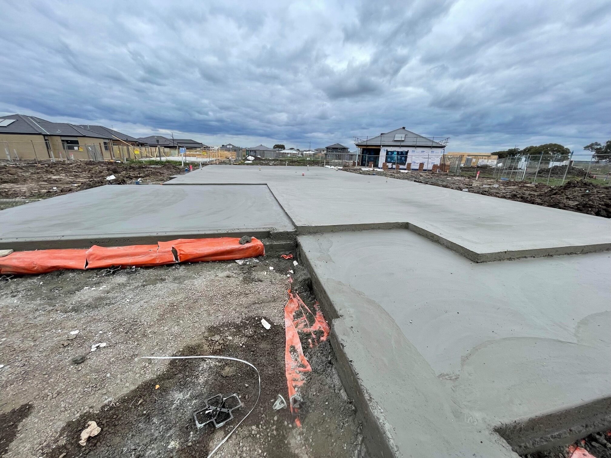 A concrete slab foundation 