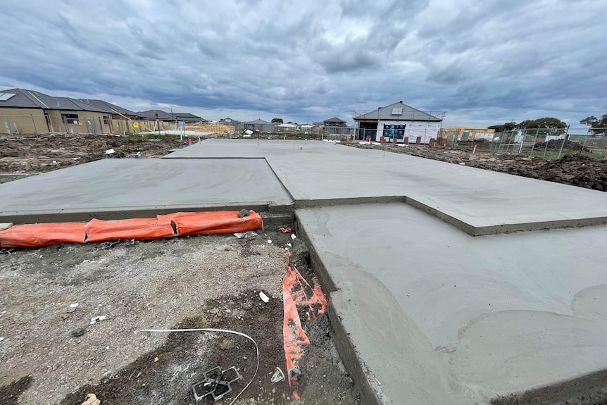 A concrete slab foundation 