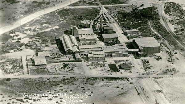 Aerial picture of the Fremantle Freezing Works in the 1920s