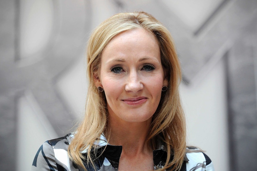 British writer JK Rowling, author of the Harry Potter book series.