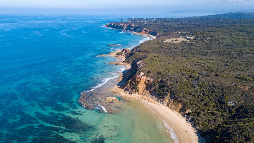 An aerial view of coastal cliffs