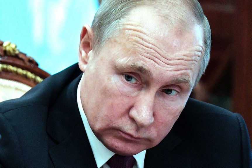 A close up picture or Russian President Vladimir Putin