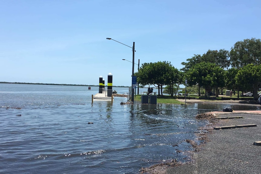 Water from the Pioneer River in Mackay flows in to the car park.