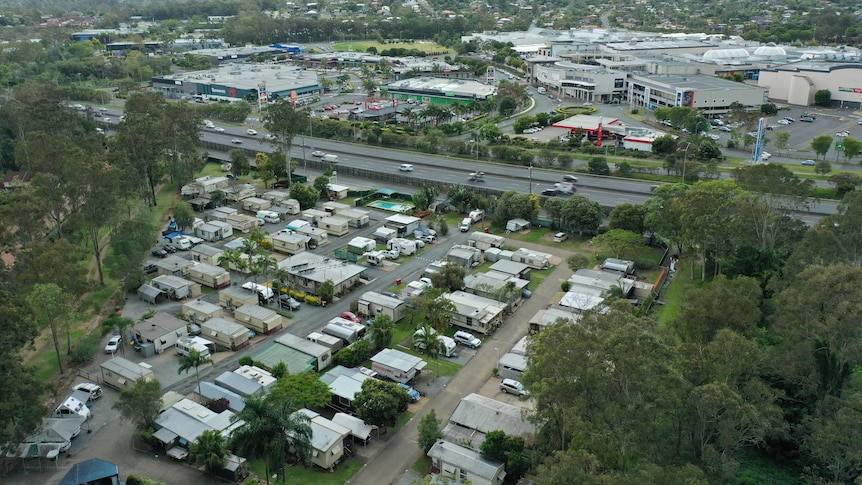 The caravan park from the air.