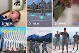 A screenshot showing a TikTok account with videos of people in uniform.