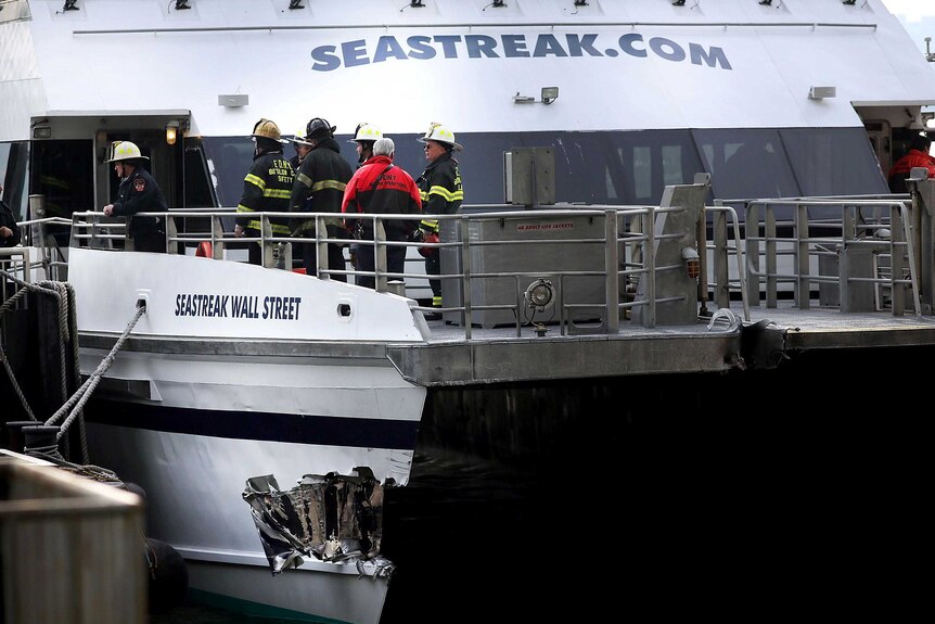Seastreak ferry crashes during peak hour in New York City.