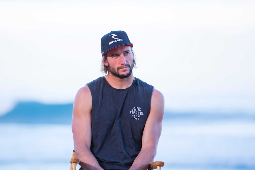 Owen Wright in a beach press conference