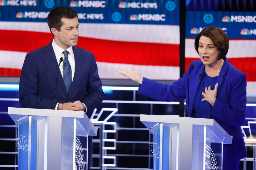 Democratic presidential candidates, Sen. Amy Klobuchar and former South Bend Mayor Pete Buttigieg