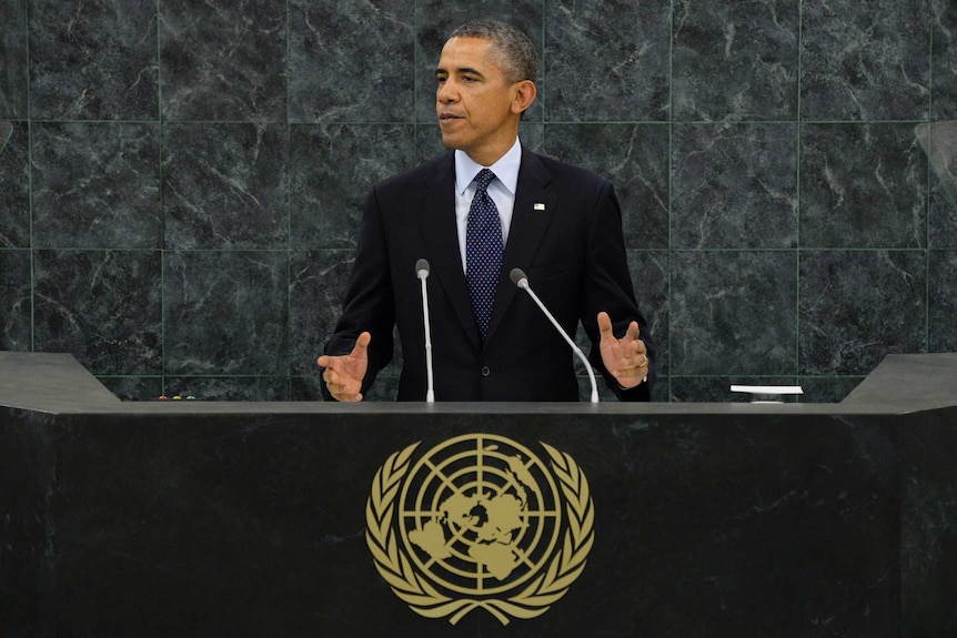 Barack Obama speaks at the UN General Assembly