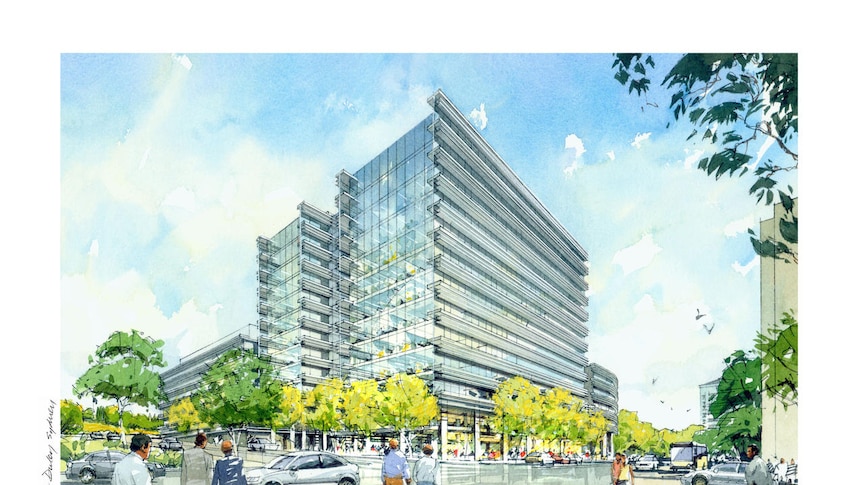 The $432 million office lock will include ministerial suites and a sky bridge connecting it to the Legislative Assembly.