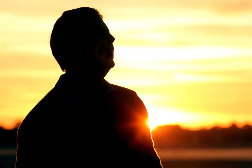 Mount Gambier weatherman Craig Marsh at sunrise