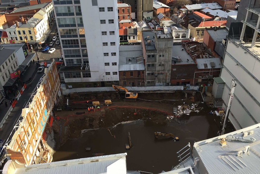 View of flooded Myer site