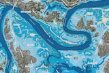 Map of flood zones around river