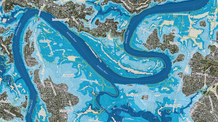 Map of flood zones around river
