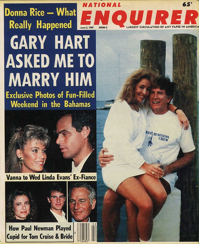 National Enquirer front page featuring Gary Hart.