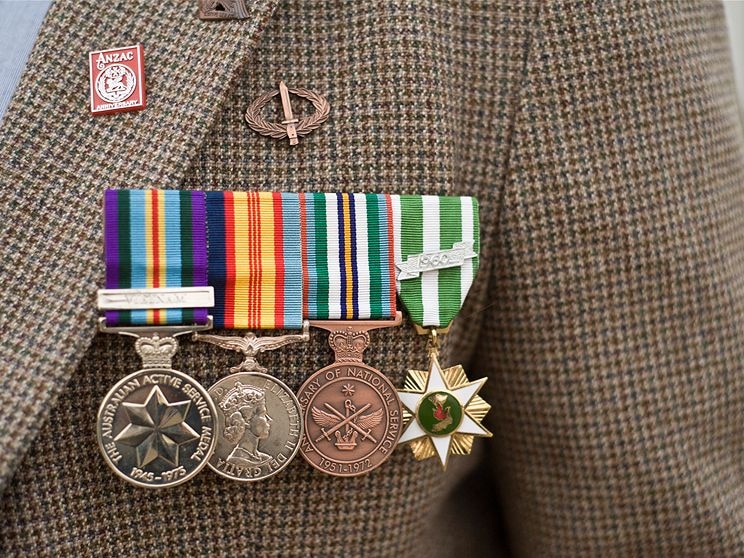 Medals pinned on a coat.