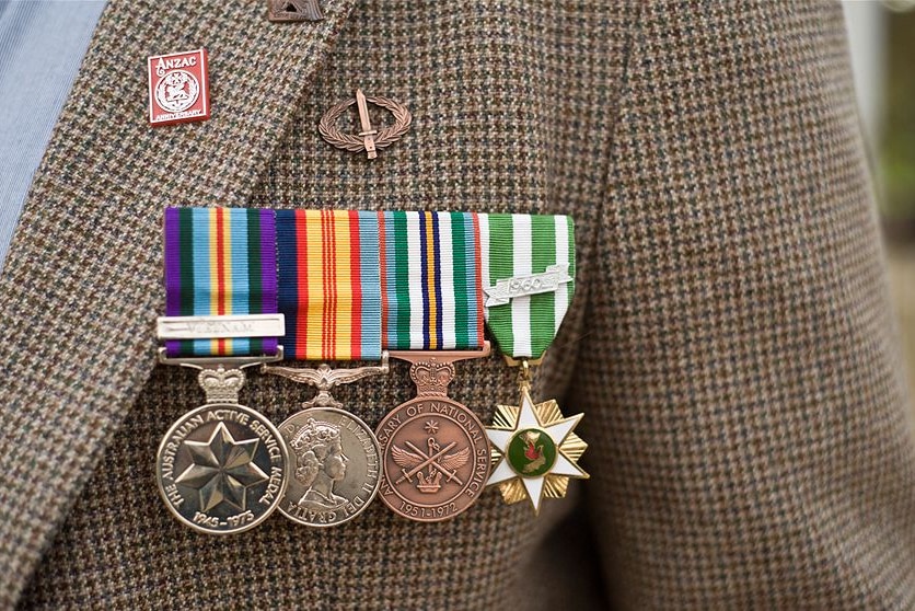 Medals pinned on a coat.