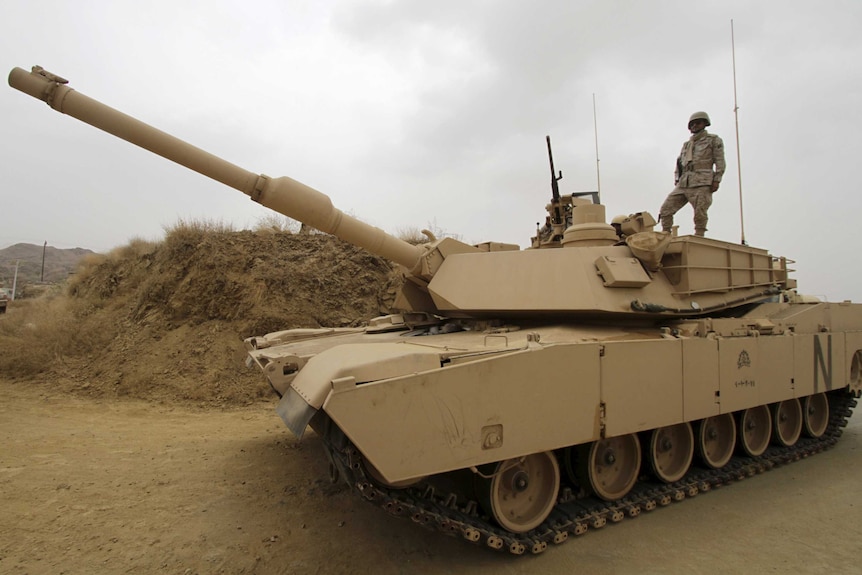 A Saudi military tank