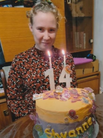Shyanne-Lee Tatnell pictured with her 14th birthday cake.