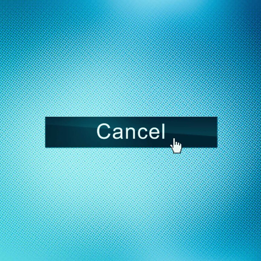 Close up of a "cancel" web page button on computer screen.