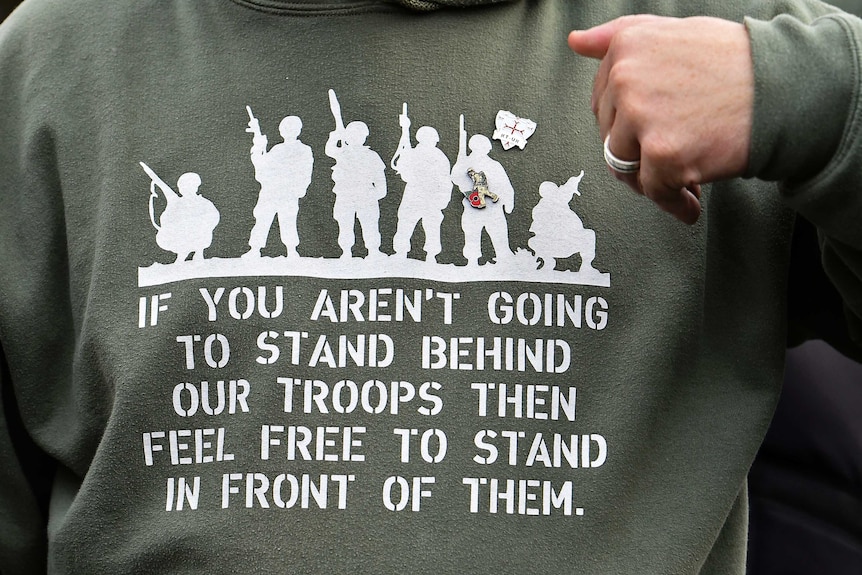 A man demonstrates in support of jailed Sergeant Alexander Blackman, outside the Houses of Parliament October 28, 2015.