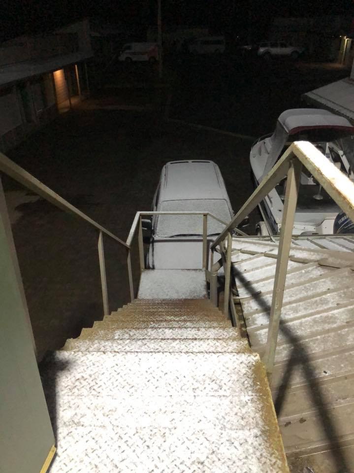 Snow settles at the Great Lake Hotel in February