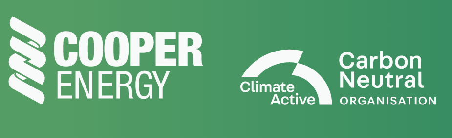 A Cooper Energy logo with carbon neutral certification.